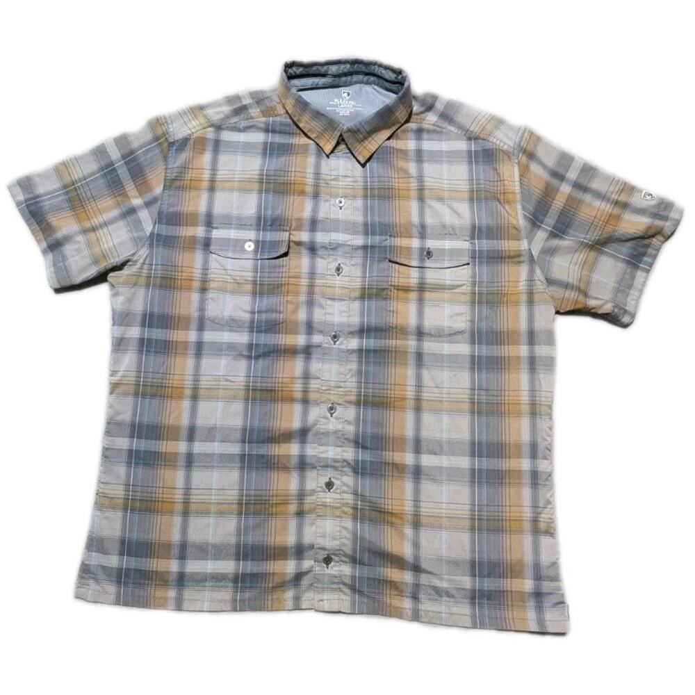 KÜHL Response Men’s Short Sleeve Plaid Button Shirt Large Outdoor Hiking Casual
